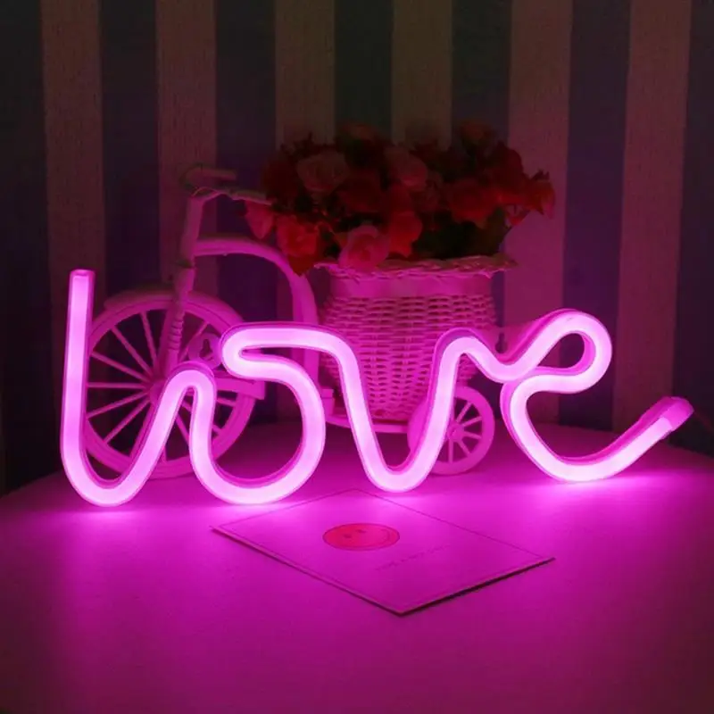 

Love Night Light USB/Battery Charge LED Neon Lamp Warm White/Pink Decorative Light for Wedding Valentine's Day Anniversary