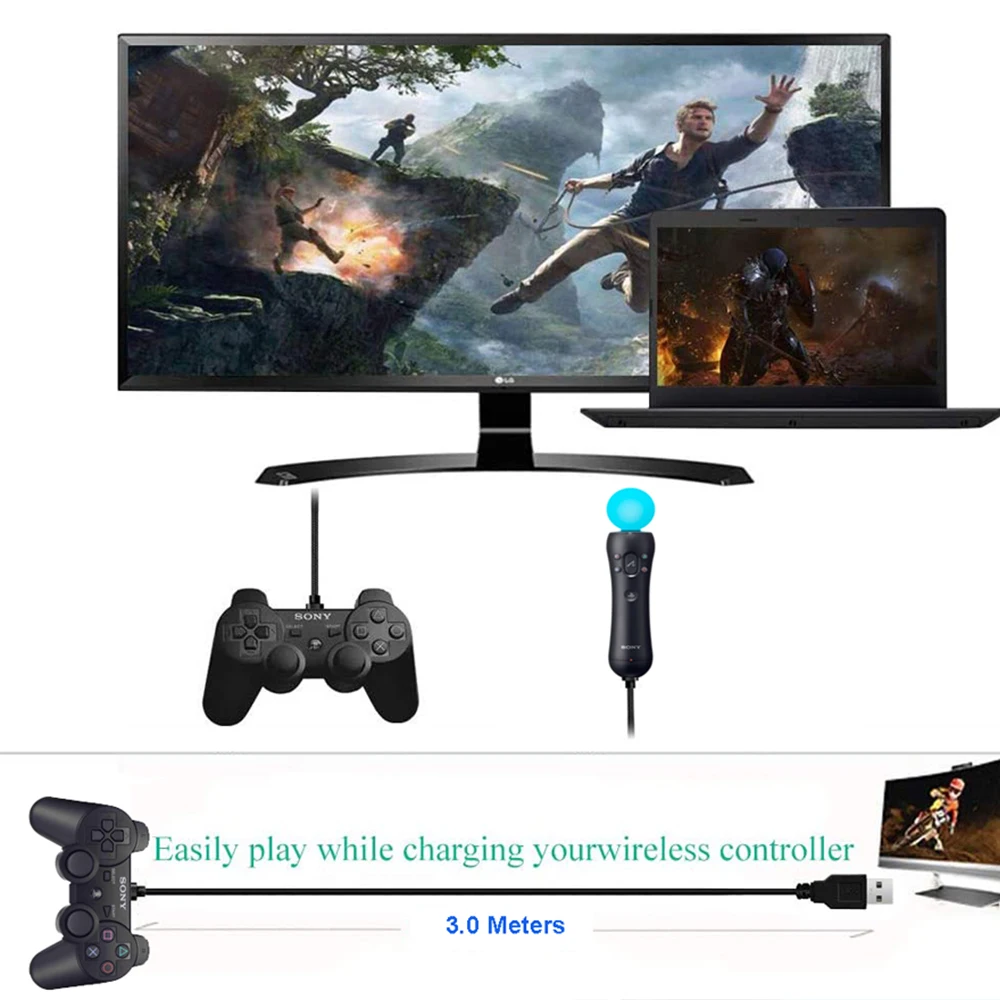 3 м/2 0 фута мини USB зарядный кабель для Sony Playstation магнитное кольцо шнур передачи