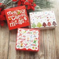 2 size mix 10pcs red merry christmas tree santa elk design paper box cookie macaron diy christmas party favors gifts packaging