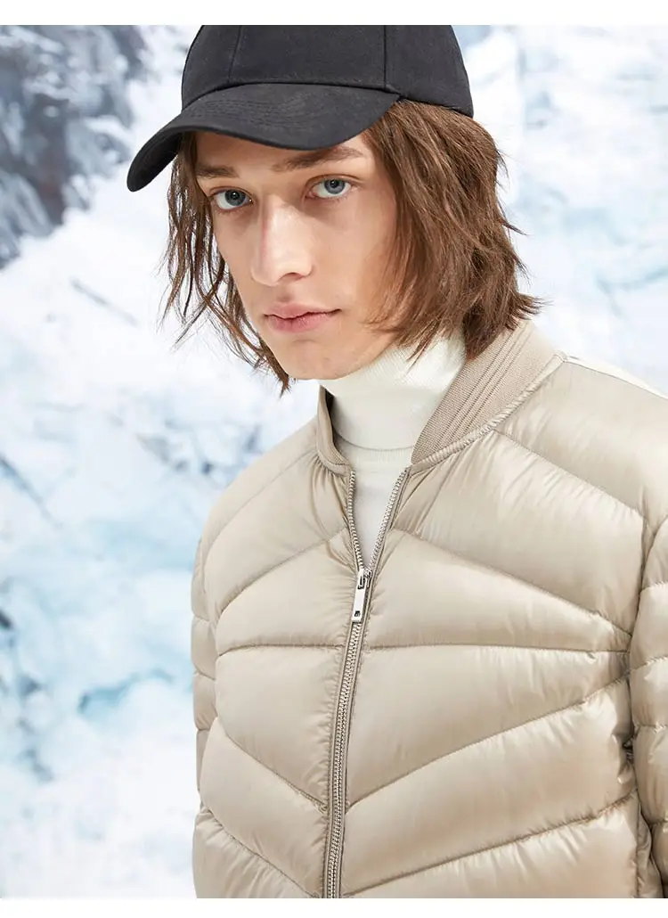 JackJones Для мужчин зимняя куртка Бейсбольным воротником короткая теплая куртка-пуховик 218412507