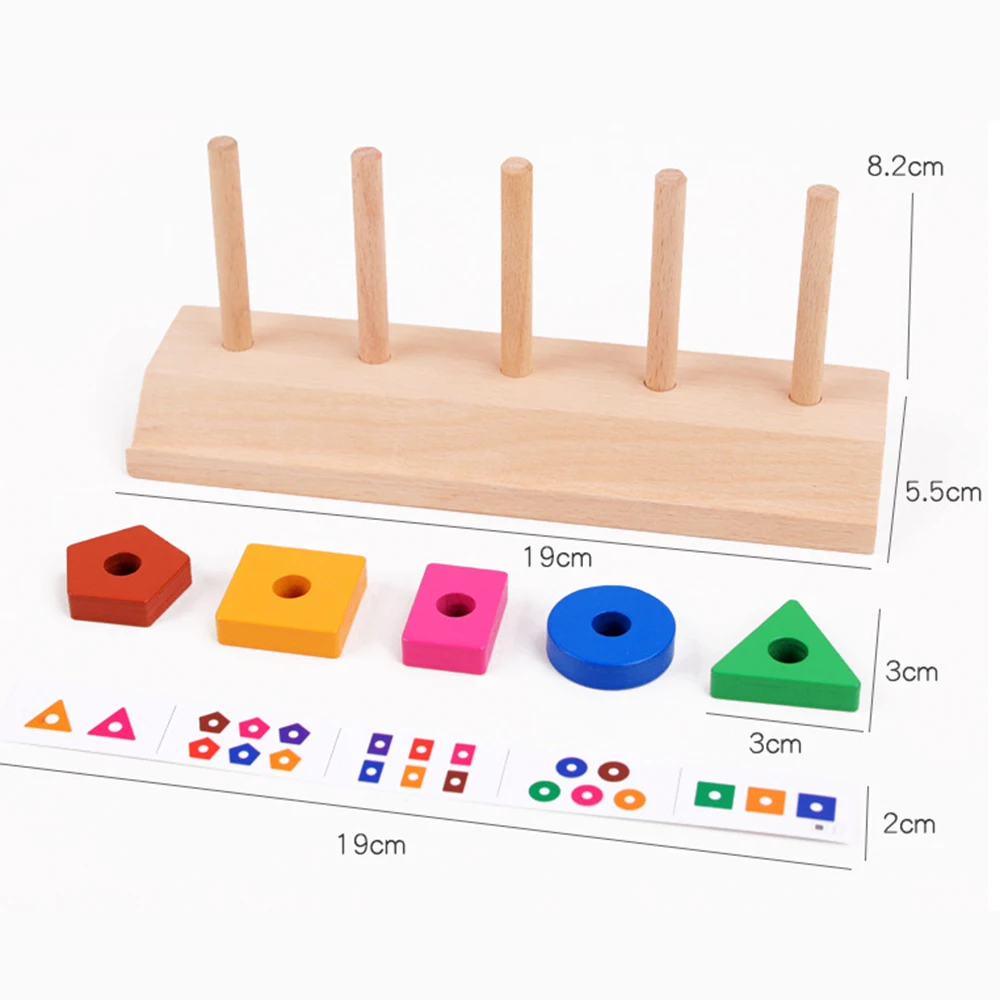 

Wooden Montessori Toy Building Blocks Early Learning Educational Toys Color Shape Match Cognition Kids Toy for Boys Girls