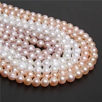 7 10mm real 100 natural pearl white potato round pink pearl beads for diy jewelry making diy necklace bracelet wholesale 14