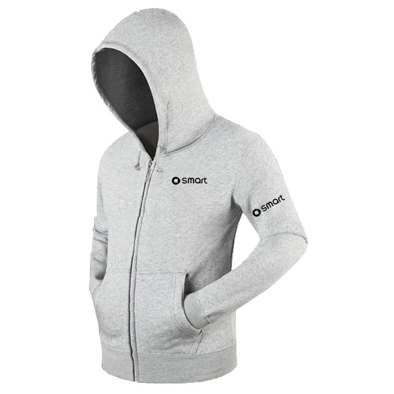 

Fashion Solid Smart logo Fleece zipper Sweatshirts Autumn Winter Cardigan Jacket Casual Hoodies