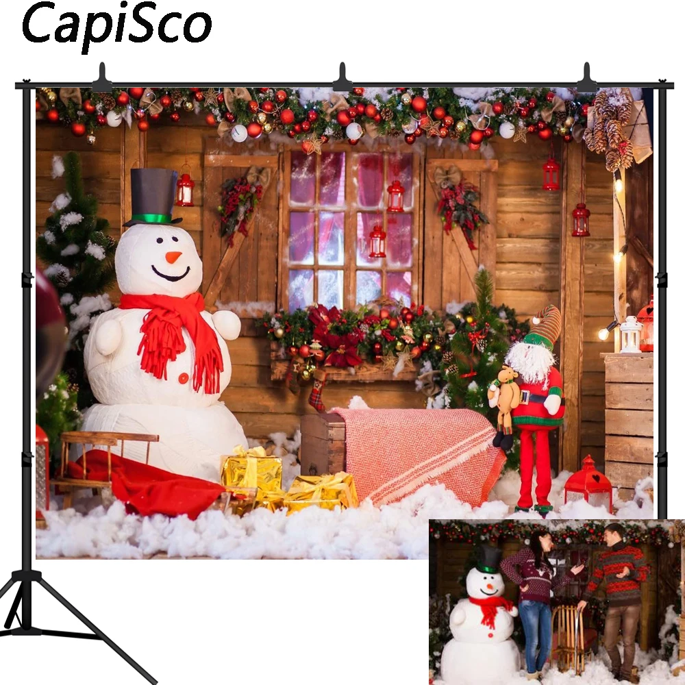 

Capisco Photography backdrop Christmas tree Snowman background Holiday children photocall portrait shooting customize printed