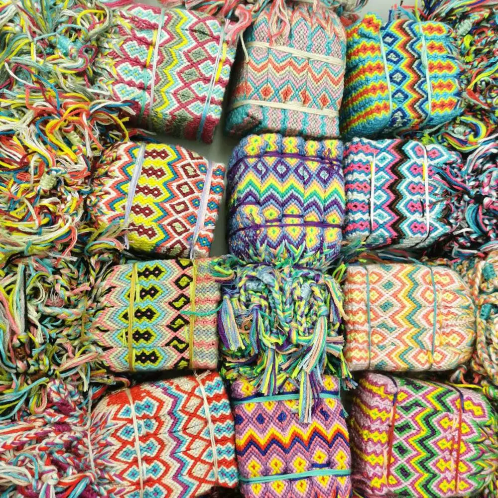 Браслет Дружбы Ручной работы в стиле бохо для женщин и девушек 100 шт. вышитая нить