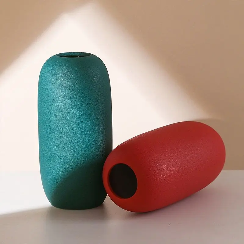 

Home Decoration Accessories Ceramic Vase Flower Arrangement Morandi Color Simple Creative Artwork Nordic Light Luxury Style