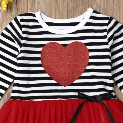 Подарок на день Святого Валентина фатиновое платье-пачка в полоску для маленьких