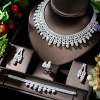 hibride water drop big luxury zirconia african jewelry set nigerian wedding 4pcs necklace earring set aretes de mujer n 677