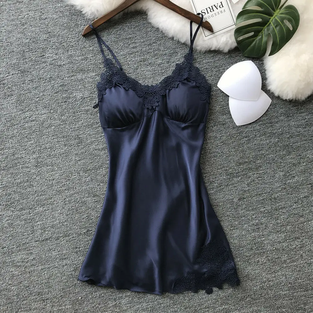 Женская атласная шелковая пижама ночная рубашка нижнее белье ночное сексуальное