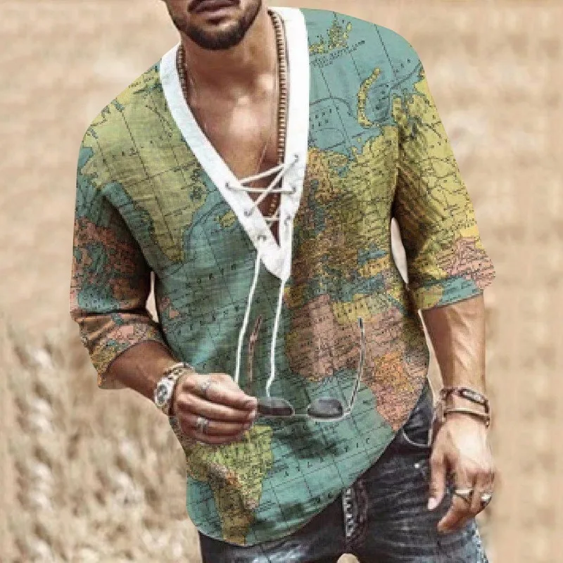 

2020 New Men's V Neck bandage Oversize T shirts Male Solid Color Long Sleeves Plus Size Casual tshirt Comfortable Tops S-5XL