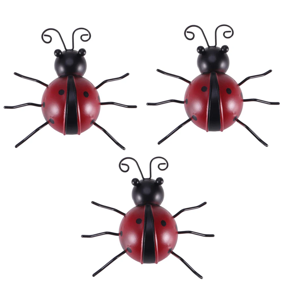 

3 Pcs Iron Ladybug Metal Wall Hanging Art Decorations Ornament for Home Garden HVR88