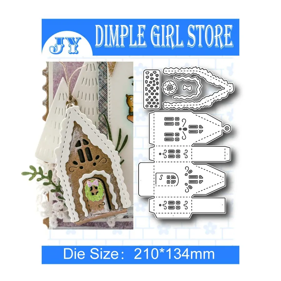 

Creative gingerbread house metal cutting template embossed card making punching scrapbook handmade stamps and mold decoration
