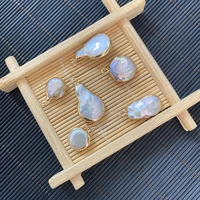 1pc natural freshwater pearl pendant flat round woman necklace pendant charms for jewelry making bulk diy bracelet accessories