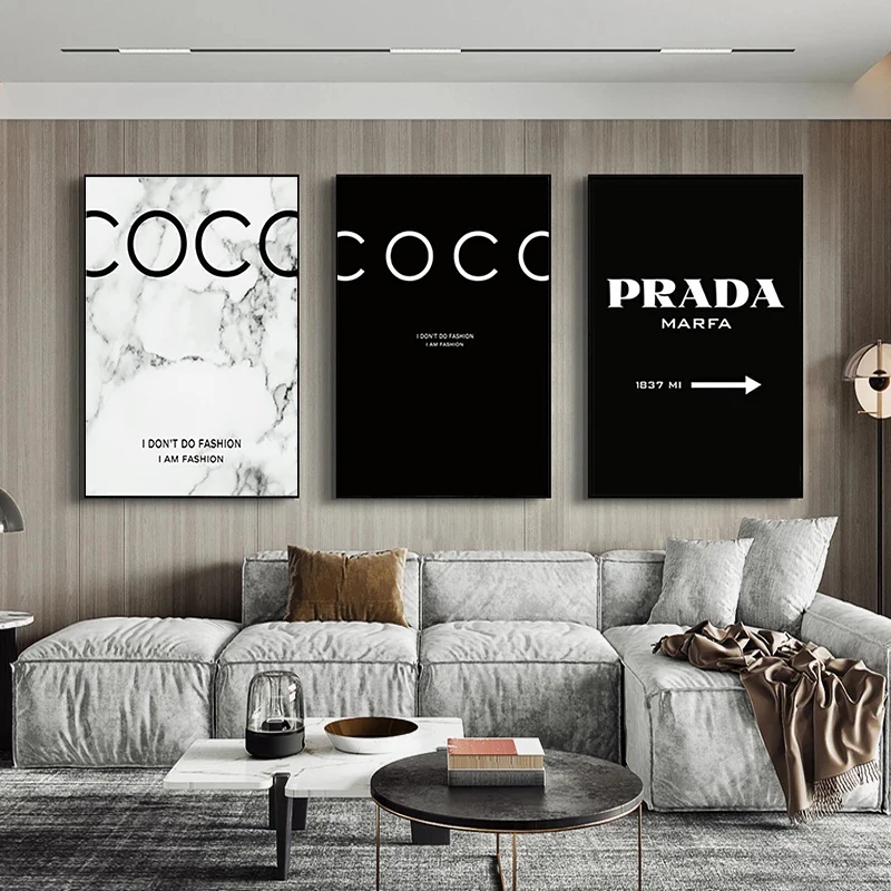Модные плакаты и принты с цитатами Коко современные черные белые мраморные