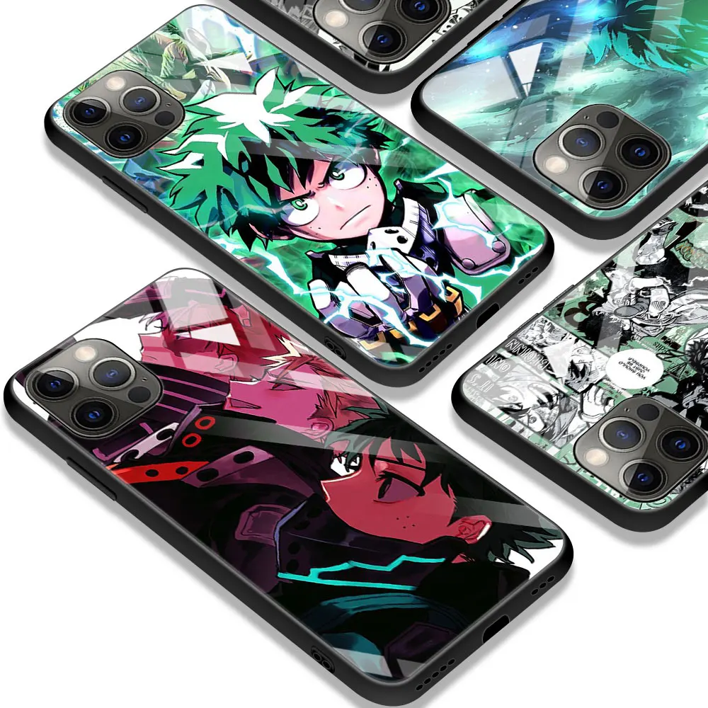 

Anime My Hero Academia Midoriya Capa For Apple iPhone 11 13 12 Pro Case X XR XS Max 7 8 Plus 6 6S Tempered Glass Phone Cover
