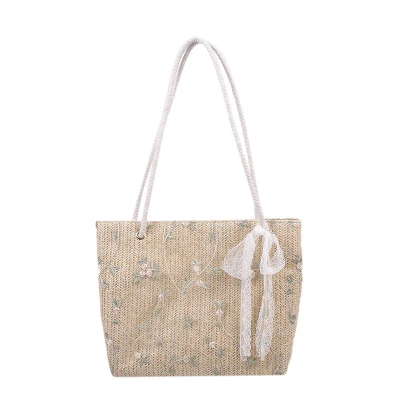 

THREEPEAS Women Pearl Straw Bag Women's 2021 Summer Woven Bag Large Capacity Holiday Messenger Bag