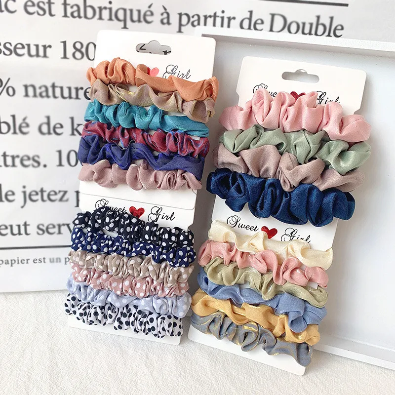 

1 Set Chiffon Scrunchies Set Dots Elastic Scrunchies Ponytail Holder Hairband Girls Hair Rope Tie Rubber Band Hair Ornaments