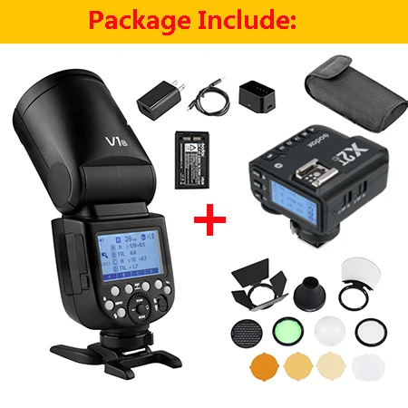 Package 2 Godox V1 Вспышка ttl 1/8000s HSS 2600 мАч литиевая батарея Speedlite вспышка AK-R1 X2T триггер для Canon Nikon sony Fujifilm Olympus - Цвет: Package 2
