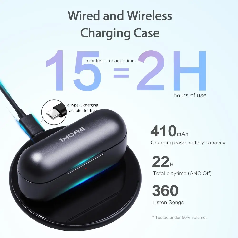 Bluetooth-наушники 1more TRUE wireless ANC активные шумоподавляющие гибридные драйверы TWS Plus 5 0