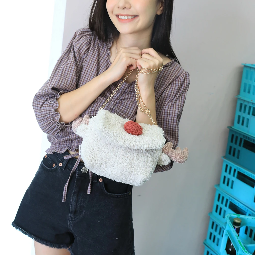 

Cute Cartoon Plush Elk Chain Shoulder Bag Cartoon Animal Crossbody Bag Messenger Bag Sac Banane Saszetka Na Biodra
