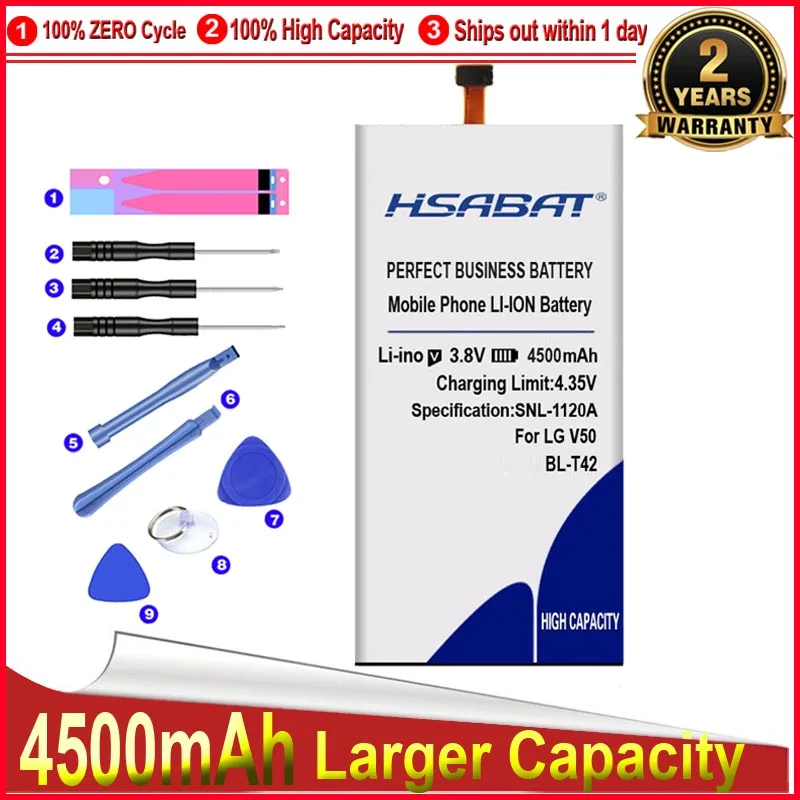 HSABAT 0 цикл 4500 мАч BL T42 батарея для LG V50 ThinQ 5G LM V500 V500N V500EM v500xm высококачественный