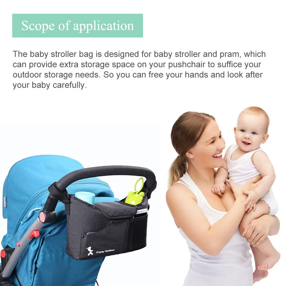 Горячая продажа Детская коляска сумка черная прочная Органайзер с волшебной