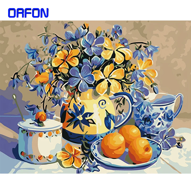 ORFON DIY картина маслом по номерам цветы в вазе расписанные вручную наборы