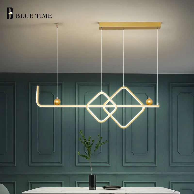 

Nordic Designer Fashion Hanging Pendant Light Decorative LED Ceiling Lamps Gold and Black Living Room Study Room Luminaire