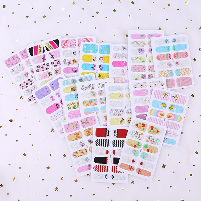 1 Sheet Self Adhesive Full Cover Glitter Nail Art Sticker Decals False Tips Wraps Decoration Manicure Accessory Lip Mustache | Красота и