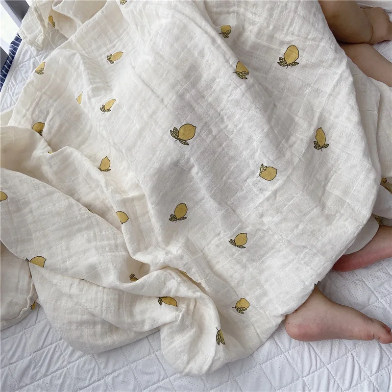 Manta de fruta para beb&eacute; reci&eacute;n nacido, edred&oacute;n de muselina, suave, org&aacute;nico, carrito de ni&ntilde;o, ropa de cama-2