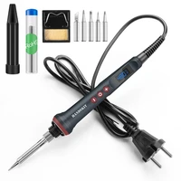 handskit 90w digital electrical soldering iron kit thermal control soldering iron with 4 wire core and 5 tip welding tools eu us