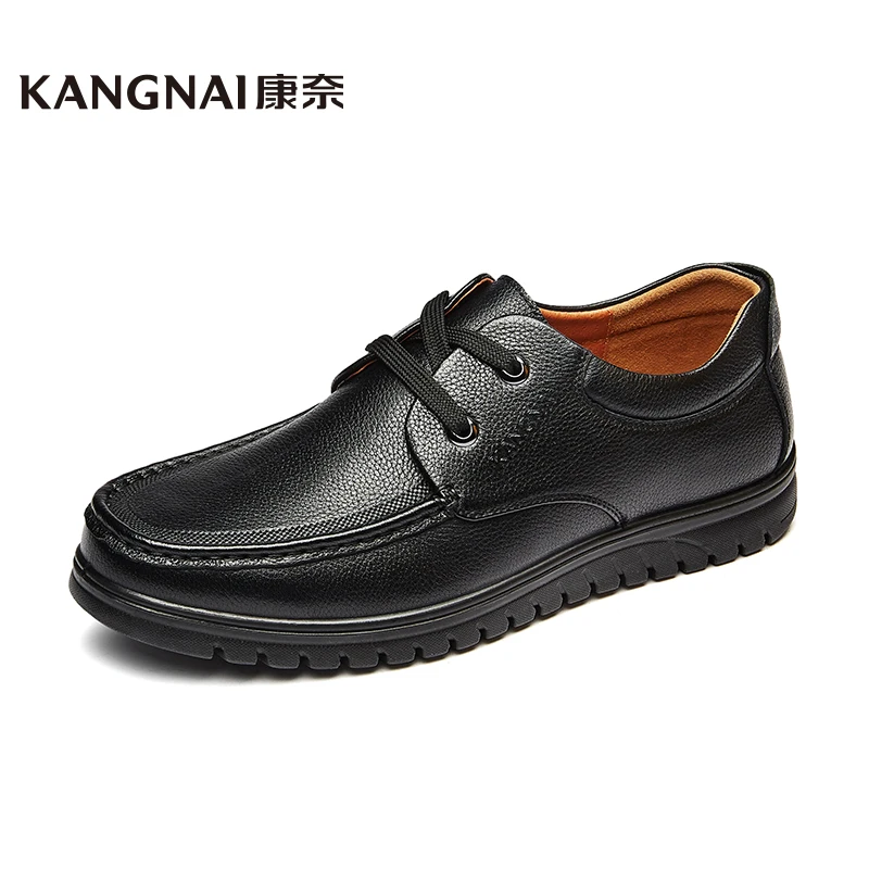 

KANGNAI Men Shoes Genuine Leather Moccasins Slip-On Comfortable Lace-Up Business Shoes Mens Casual Shoes