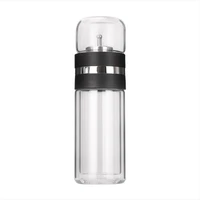 hot water flask vacuum thermos double wall no heat bottle portable with filter net transparent glass cup