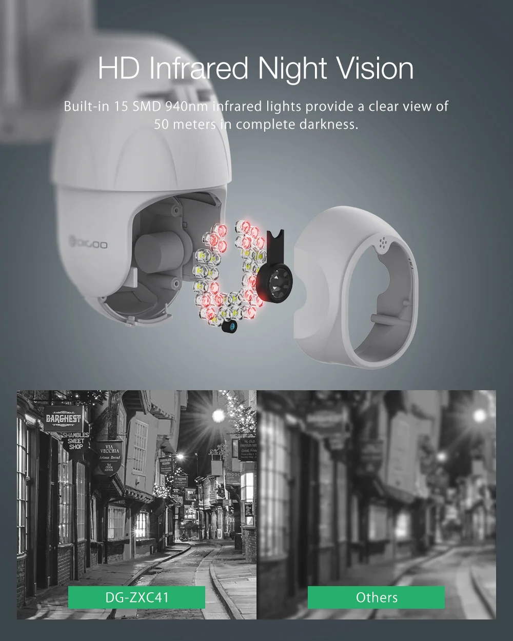 DIGOO DG-ZXC41, 1080 P, PTZ IP камера, уличная, умная, скоростная, купольная камера, беспроводная, Wifi, камера безопасности, панорамирование, 4-кратный цифровой зум, CCTV