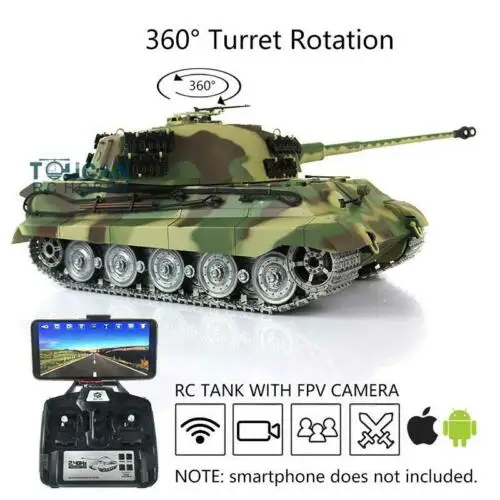 Original green Henglong 1/16 6,0 индивидуальные King Tiger RTR rc Танк FPV 3888A металлические гусеницы TH16205 - Цвет: Original green