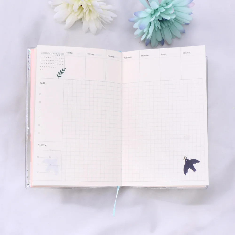 

1pc Quicksand Notepad Flat Weekly Daily Planner Ruled Journals Notebook Note Pads (Love Flamingos)