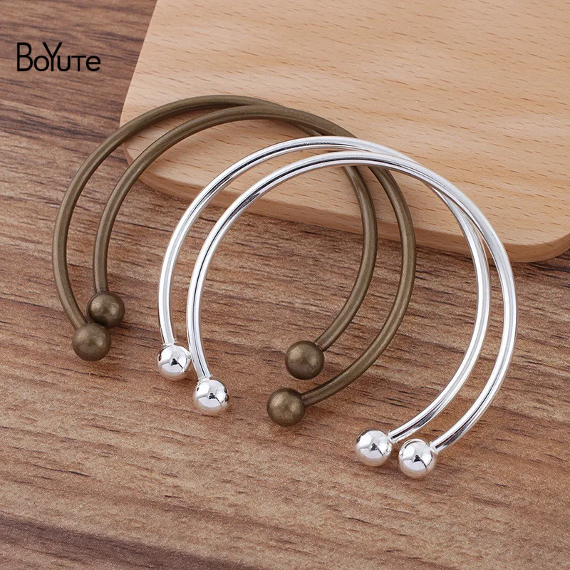 

BoYuTe (5 Pieces/Lot) 60*3MM Metal Brass Bracelet with Can be Unscrewed Ball DIY Accessories Wholesale