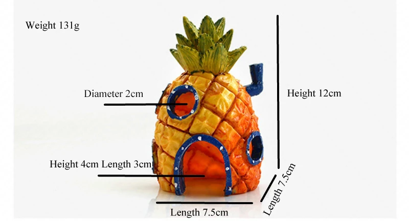 

Mini Aquarium For Pineapple Cartoon House Fish and Shrimps Avoid Caves Aquarium Decor Accessories