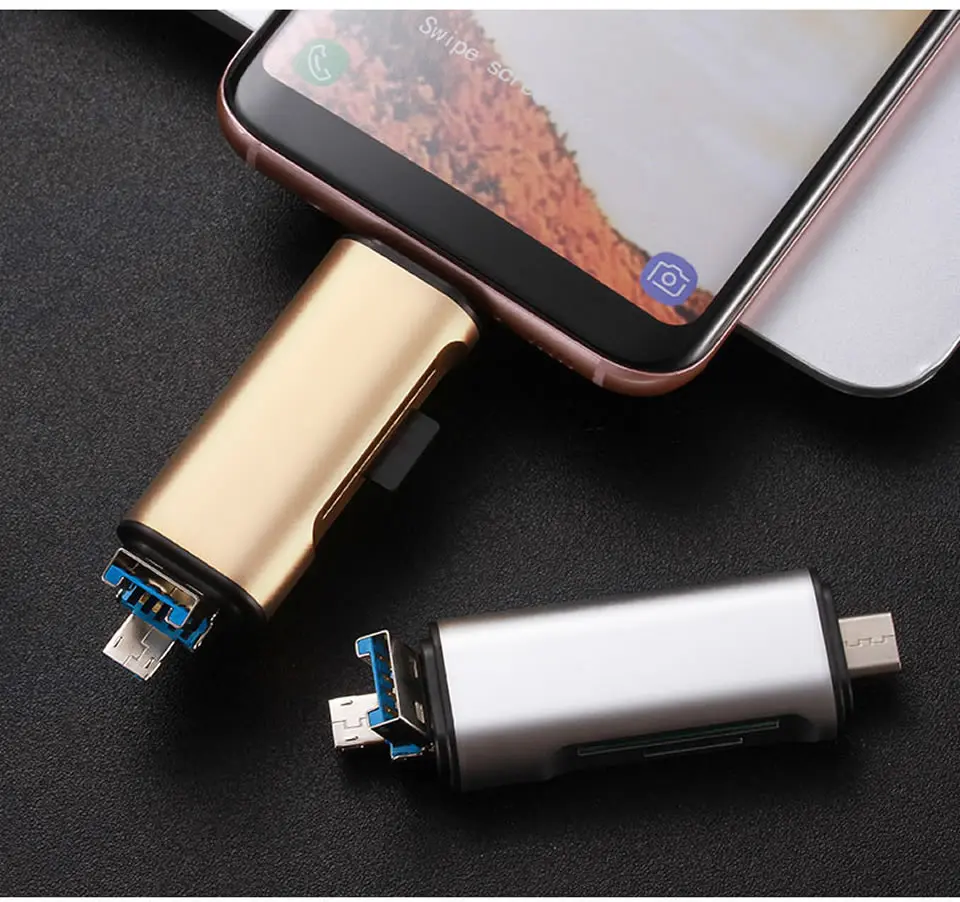 5-в-1 Тип C OTG кард-ридер с флеш-накопитель USB с гнездовым Интерфейс для ПК USB 3,0 чтения TF слот для карт памяти для устройства чтения sd-карт компьютерные принадлежности