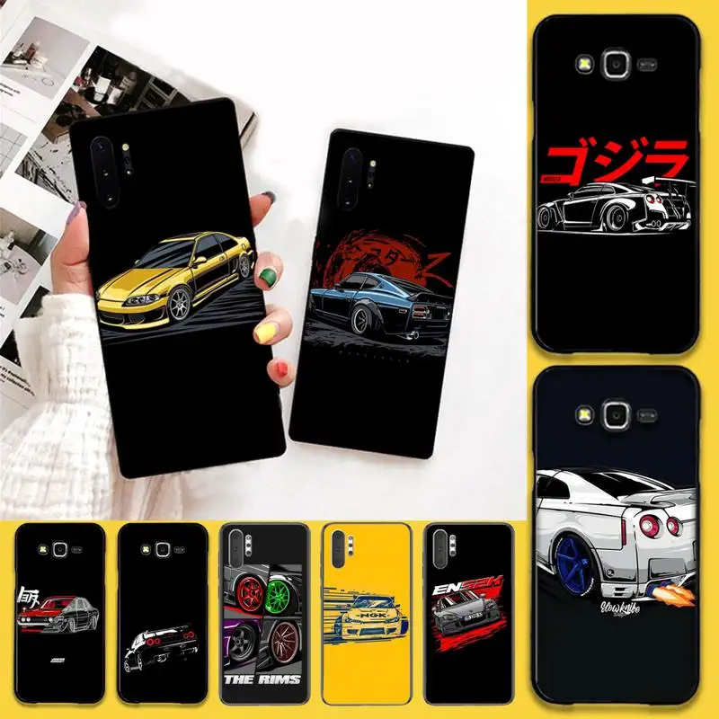 

YJZFDYRM Tokyo JDM Drift Sport Car black Phone Case Hull For Samsung Note 7 8 9 10 Lite Plus Galaxy J7 J8 J6 Plus 2018 Prime