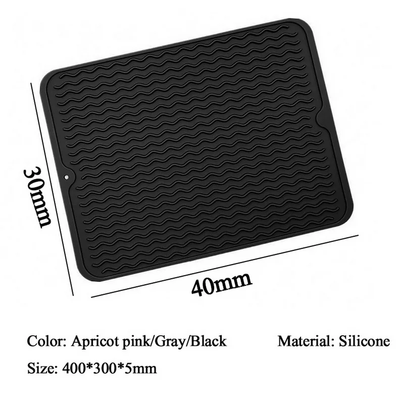 

Drying Heat Insulation Soft Rubber Dishes Sink Mat Table Kitchen Home Anti Slip Drying Dishes Drain Mat Foldable