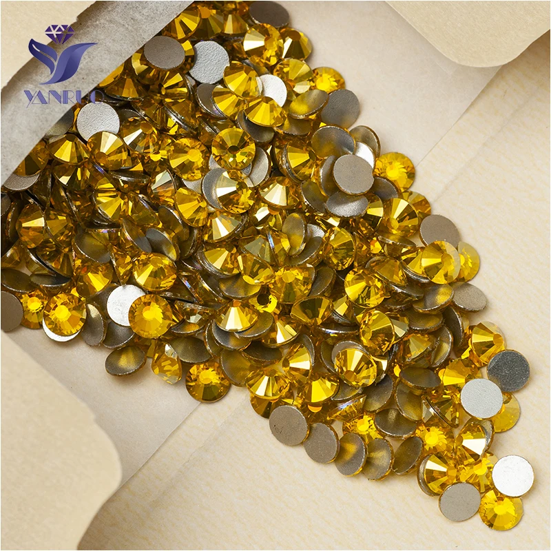 YANRUO 2058NoHF All Sizes Citrine AB Flatback Crystal Glue On Glass Rhinestones Non Hotfix Strass For Nails | Дом и сад
