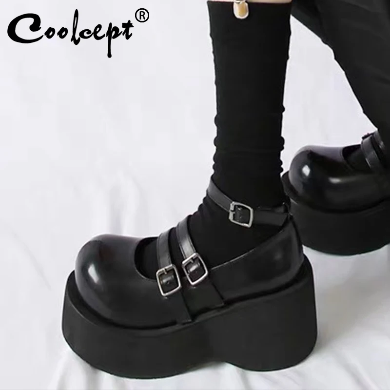 

CoolCept 2022 Gothic Punk Pumps For Women Real Leather Platform High Heels Shoes Woman Lolita Jk Cosplay Footwear Size 35-40