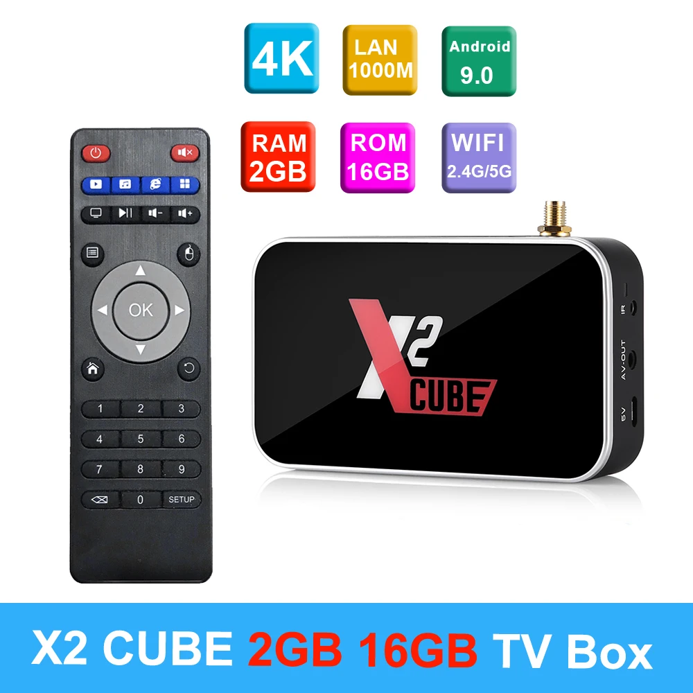 Smart tv Box X2CUBE Android9.0 ТВ приставка Amlogic S905X2 2 Гб DDR4 16 rom 4G и 5G двойной WiFi 1000M Bluetooth 4K HD