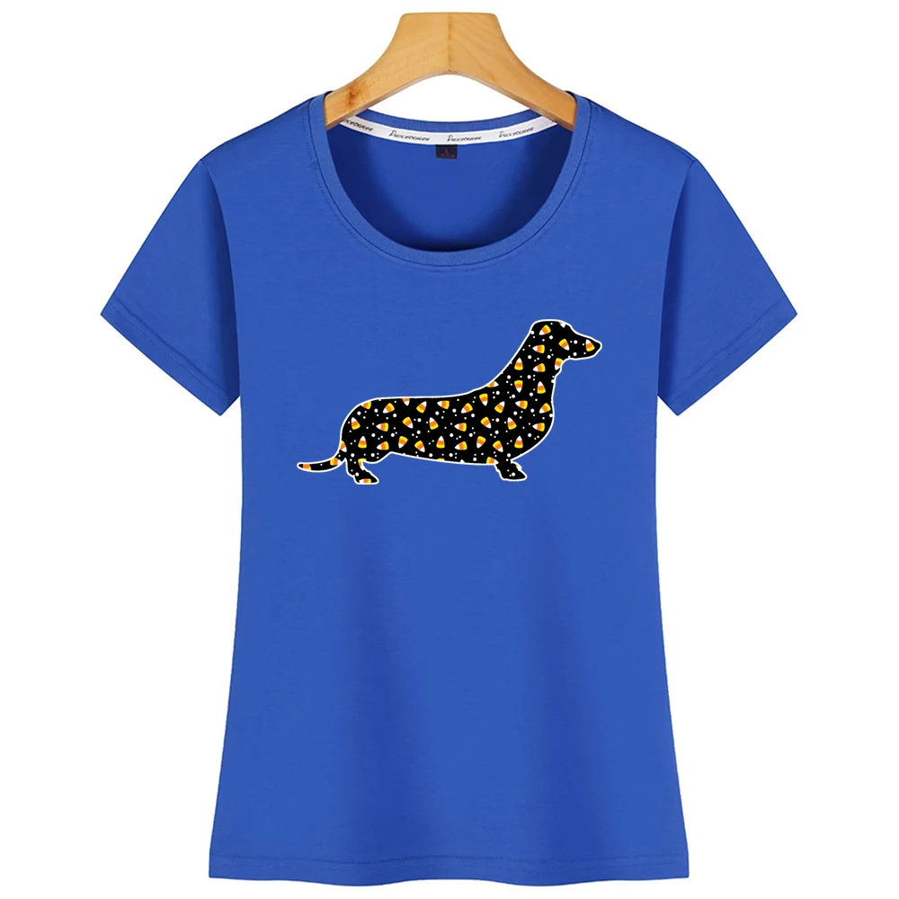 Топы Футболка женская на Хэллоуин такса летняя белая хлопковая футболка |