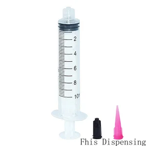 10ml Manual Syringe Dispenser Kit 20G Plastic Tapered Dispensing Tips Caps Pack of 5