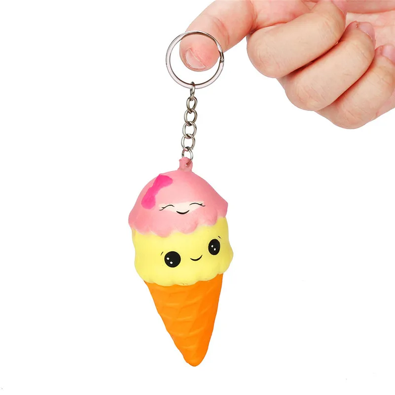 

New Ice Cream Keychain Squishy Slow Rising Cute Jumbo Strap Soft Squeeze Scented Bread Cake Toy For Birthday kids Gifts