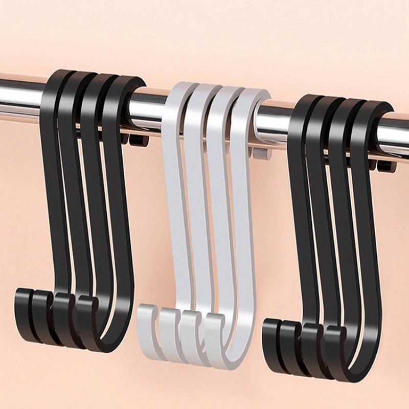

5pcs Aluminium Alloy Practical S Shape Hooks Kitchen Railing Hanger Hook Clasp Holder Hooks For Hanging Clothes Handbag