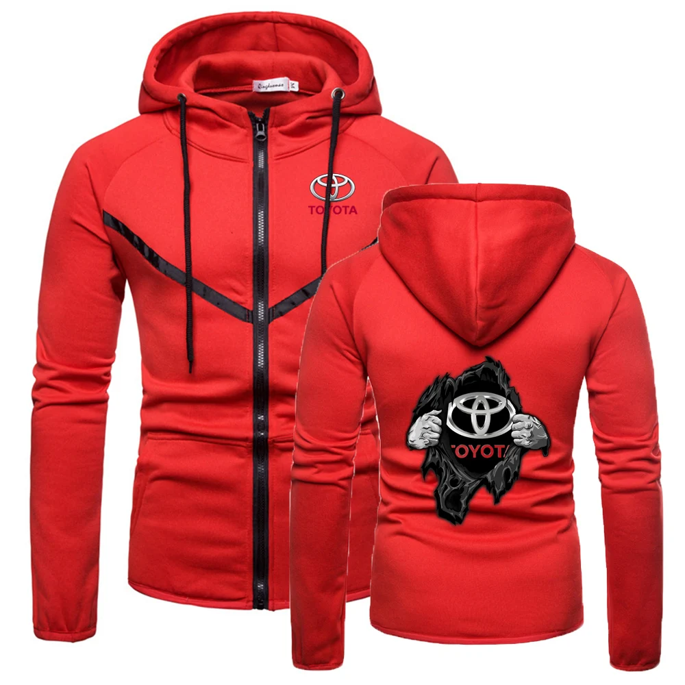 

2021 New Mens Toyota Car Logo Zipper Quality Comfortable Wild Hoodies Fitness Sweatshirts Solid Color Style Muscle Sportswear