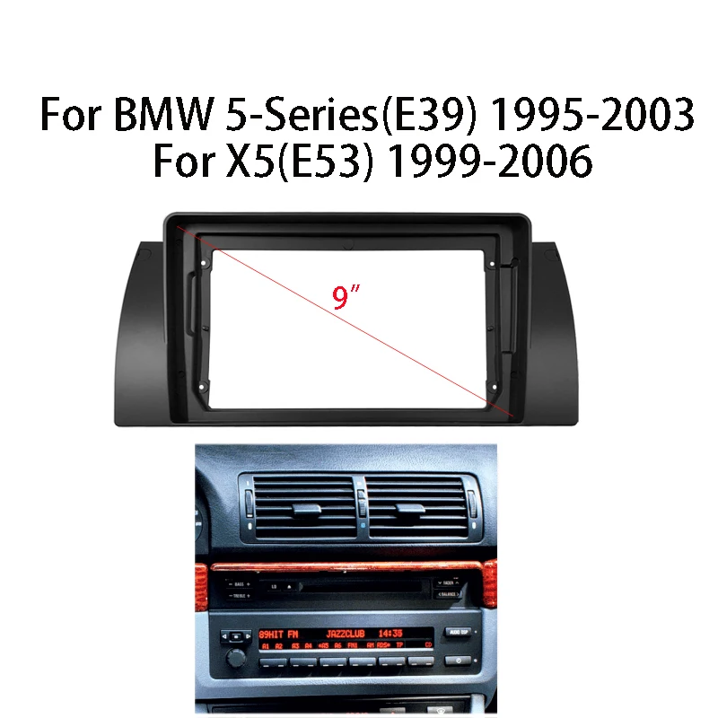9 بوصة طقم إطارات راديو السيارة لسيارات BMW 5-Series(E39)X5(E53) لوحة ستيريو السيارات تصاعد الحافة غطاء حامل وحدة التحكم المركزية اللفافة